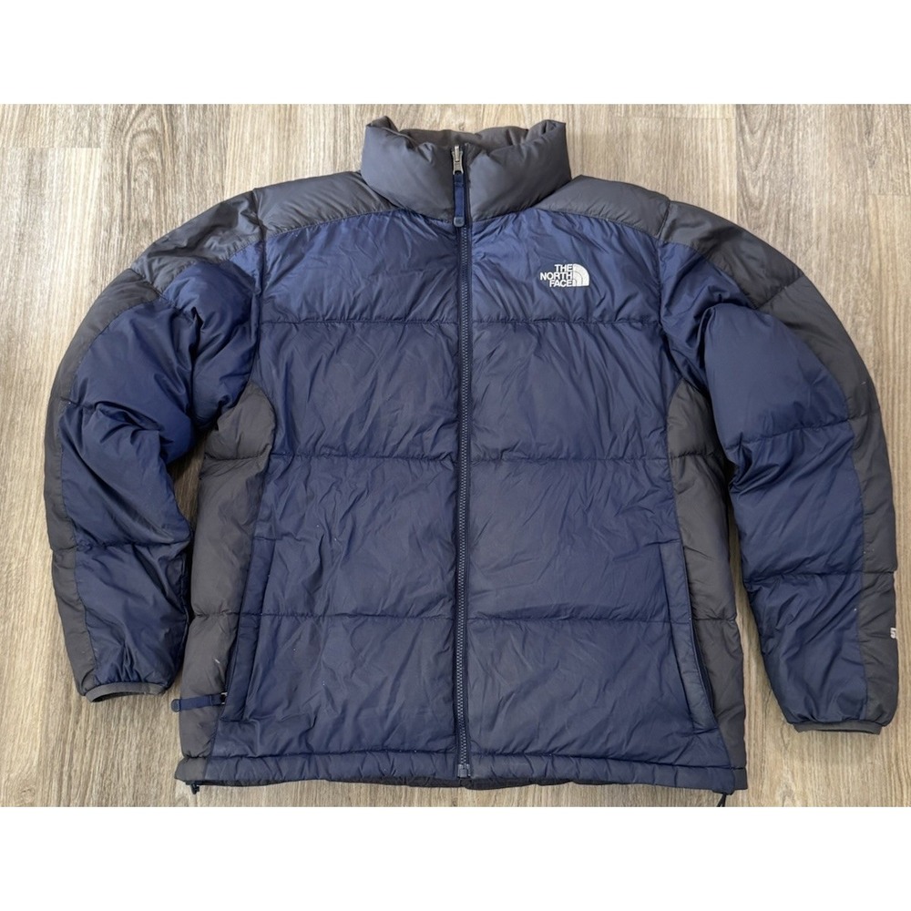 The NORTH FACE Retro Nupste 550 Down Hooded Puffer Jacket Large Summit Blue